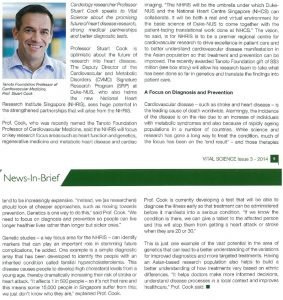 Professor Stuart Cook Featured in Vital Science - Duke NUS Graduate Medical School Singapore Publication (Issue 03.2014)