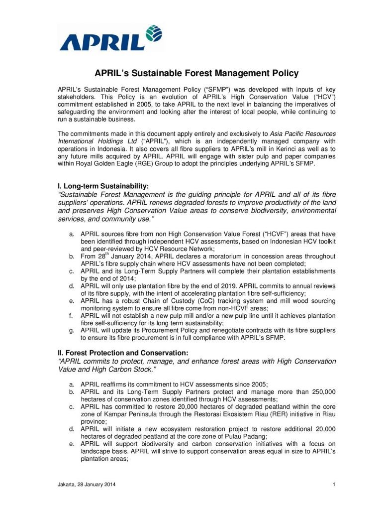 Sustainable Forest Managemet Policy - Part 1